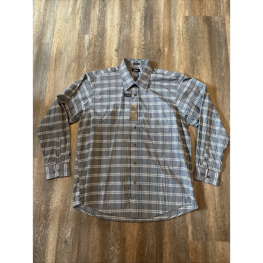 HAGGAR Dress Shirt Mens XL 17-17.5  Non Iron NWT! Turkish Tile Pattern